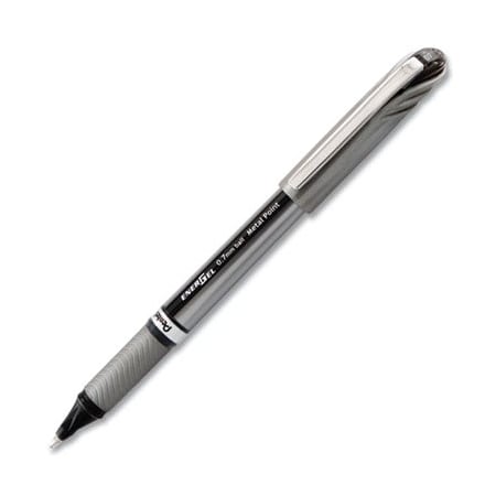 Pentel Pentel, ENERGEL NV STICK GEL PEN, 0.7 MM METAL TIP, BLACK INK, GRAY BARREL, DOZEN BL27A